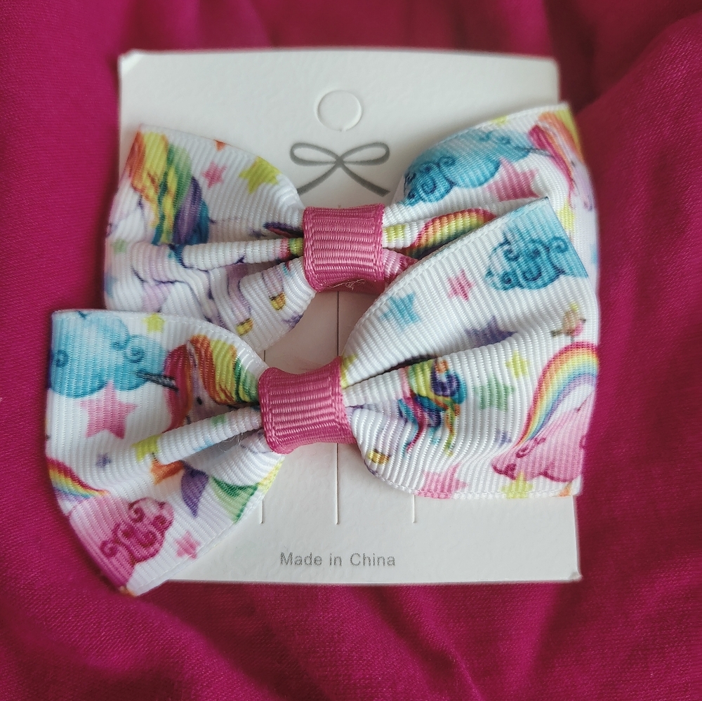 Colorful Unicorn Hair Bows for Kids